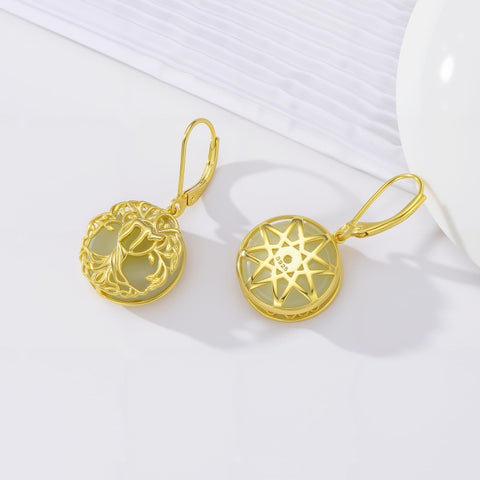 14K Gold Plated Natural Jade  Earrings for Women Good Fortune Jewelry Birthday Mother's Day Gifts