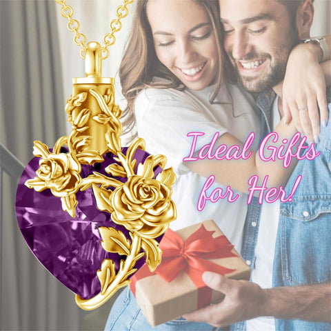 Sterling Silver Heart Crystal Rose Urn Necklaces for Ashes for Women
