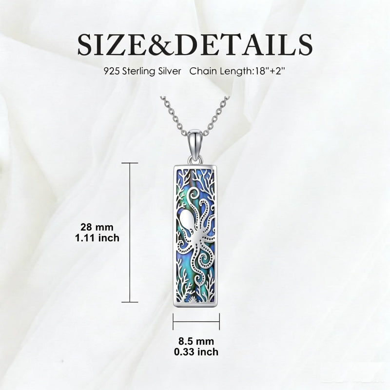 Sterling Silver Abalone Shell Bar Cardinal Bee Butterfly Hummingbird Dragonfly Phoenix Pendant Necklace for Women