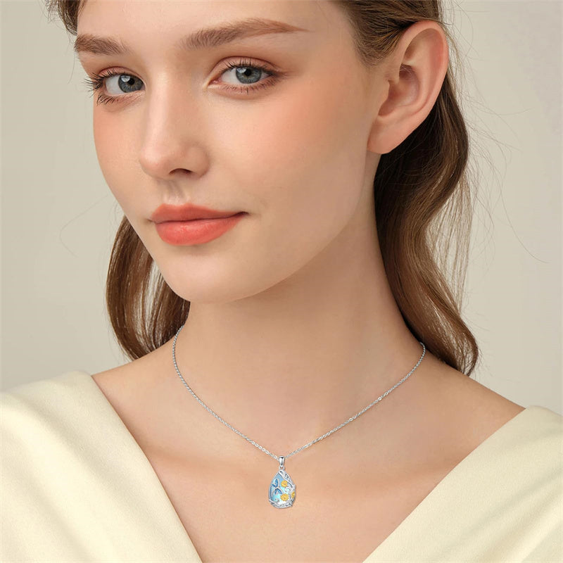 Sterling Silver Blue Dragonfly Pendant Necklace