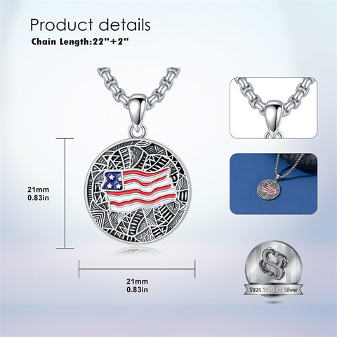 Sterling Silver American Flag Football Basketball Soccer Volleyball Tennis Baseball Pendant Necklace