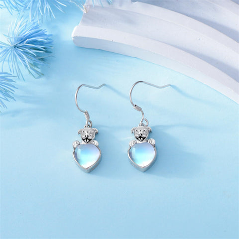 Sterling Silver Pitbull Dangle Earrings