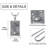Sterling Silver Tarot Card 12 Zodiac Sign Pendant Necklace
