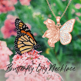 Sterling Silver Opal Butterfly Lily Flower Pendant Necklace