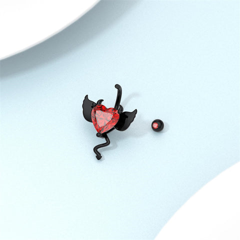 Sterling Silver Cubic Zircon Black Devil Belly Button Ring for Women