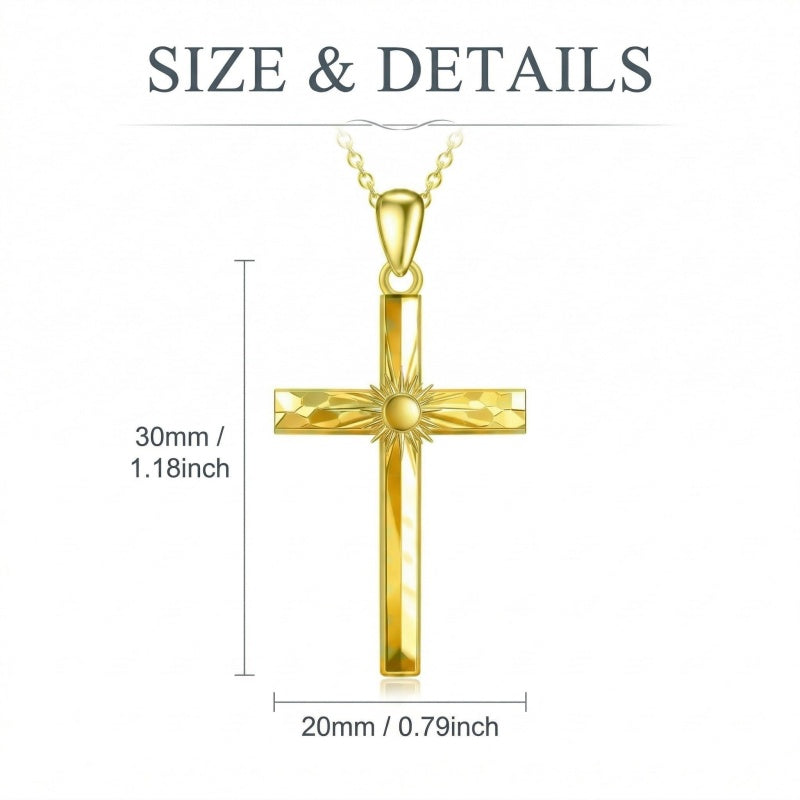 14K Gold Plated Cross Necklace for Women