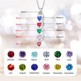 Sterling Silver Personalized  Birthstone Engraved Pendant Necklace for Women