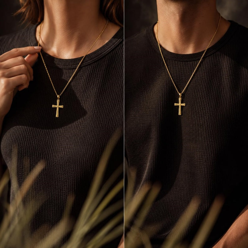 Cross Pendant Necklace  14K Gold Plated Christian Faith Jewelry