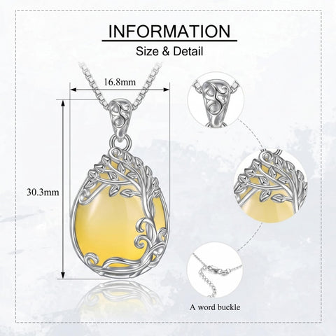 14K Gold Plated Teardrop Tree of Life Necklace for Women