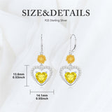Sterling Silver Heart Cubic Zirconia Sunflower Rose Daisy Lily Lotus Hibiscus Dangle Earrings