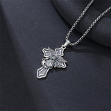 Sterling Silver Marines Cross Pendant Necklace for Men
