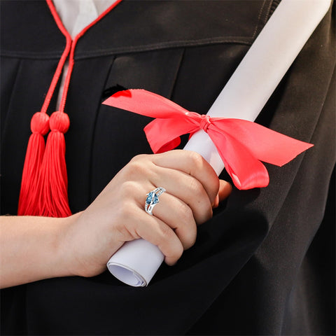 Copper Sterling Silver Custom Birthstone Engraved Class Ring Graduation Ring for Her