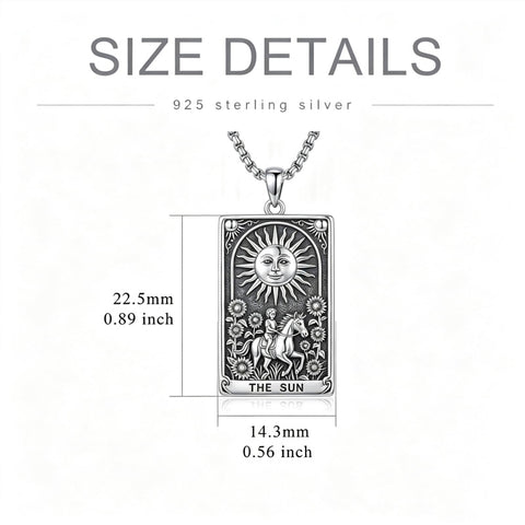 Sterling Silver Tarot Card Pendant  Necklace for Men Gothic Amulet Jewelry