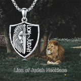 Sterling Silver Faith Bible Lion Pendant Necklace for Men