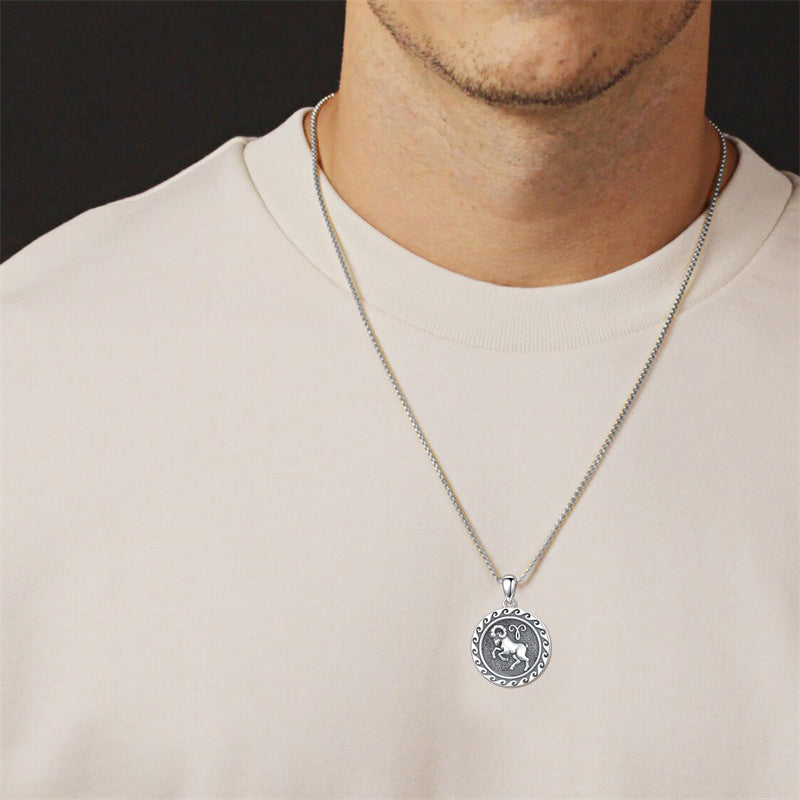 Sterling Silver 12 Zodiac Astrology Horoscope Pendant Necklace