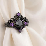 Sterling Silver 10K  14K  18K Gold 1CT-4CT Black Onyx Engagement Ring Gothic Wedding Promise Ring