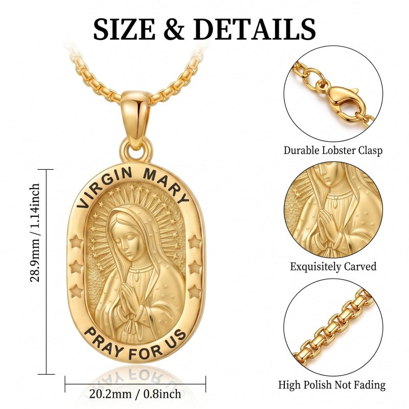 14K Gold  Plated Patron Saint Pendant Necklace Catholic Saints Religious Protective Jewelry Gift