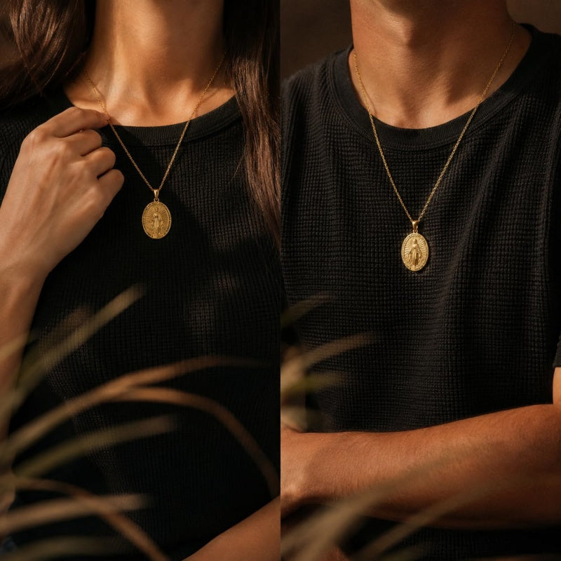 Patron Saint Medal Gold Plated Catholic Pendant Christian Religious Necklace Amulet Jewelry