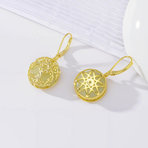 14K Gold Plated Natural Jade  Earrings for Women Good Fortune Jewelry Birthday Mother's Day Gifts