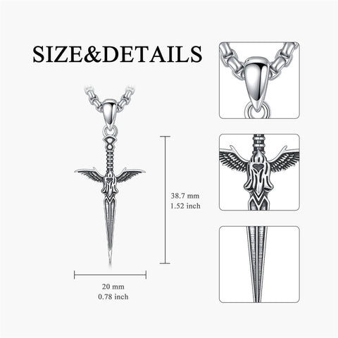 Sterling Silver Medieval Sword Dagger Pendant Necklace