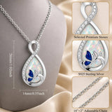 Sterling Silver Teardrop Gemstone Rose Butterfly Infinity Heart Necklace for Women