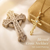 14K Gold Plated Faith Cross Pendant Necklace Religious Gifts for Women