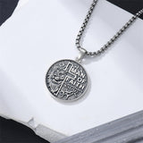 Sterling Silver Faith Bible Lion Pendant Necklace for Men