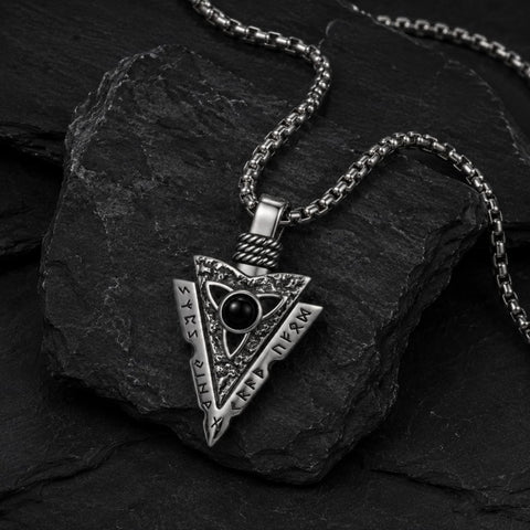 Malachite Turquoise Arrow Pendant Necklace for Men