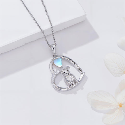 Sterling Silver Pitbull Yorkie Schnauzer Pendant Necklace Gifts for Women