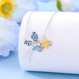 Sterling Silver Turquoise Dragonfly Pendant Necklace