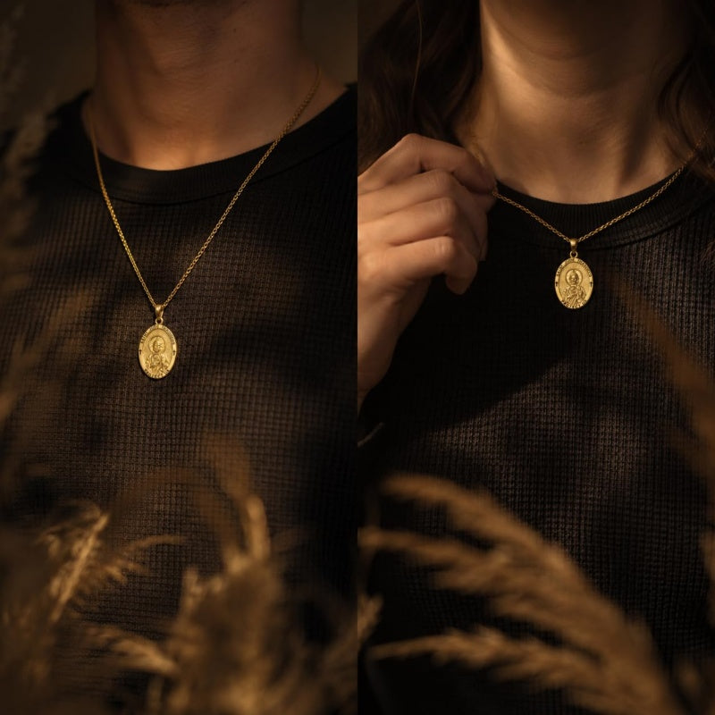 Patron Saint Medal Gold Plated Catholic Pendant Christian Religious Necklace Amulet Jewelry