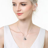 Sterling Silver Cubic Zircon Mother Daughter Mama Bear Giraffe Elephants Otters Penguins Heart Pendant Necklace