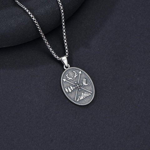 Sterling Silver Deer Bass Fish Wild Duck Fish Hook Pendant Necklace Hunting Jewelry Gifts for Men