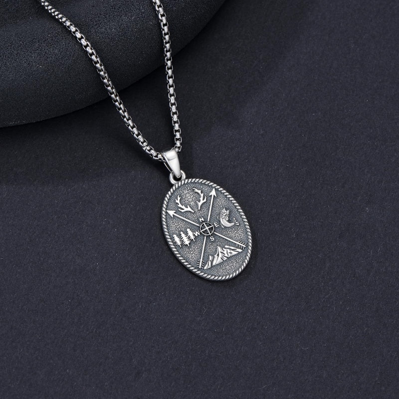 Sterling Silver Deer Bass Fish Wild Duck Fish Hook Pendant Necklace Hunting Jewelry Gifts for Men