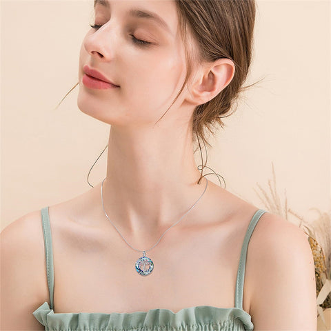 Sterling Silver Crystal Tree of Life Family Pendant Necklace for 1 to 5 Children