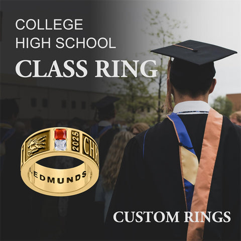 Sterling Sliver Personalied Engraved Birthstone Graduation High School Rings