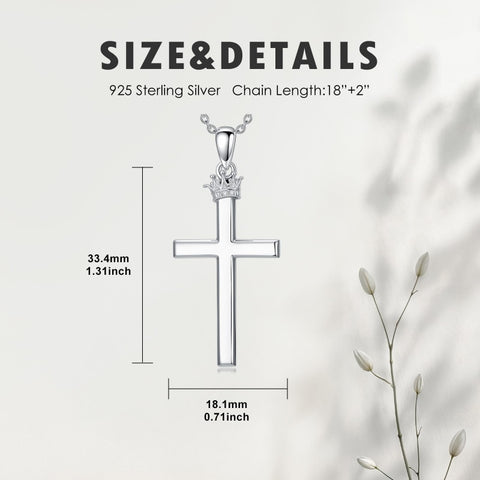 Sterling Silver Cross Pendant Necklace Christian Religious Jewelry Gifts for Anniversary