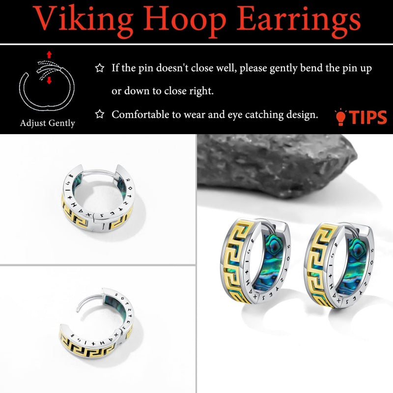 14K Gold Plated  Viking Hoop Earrings