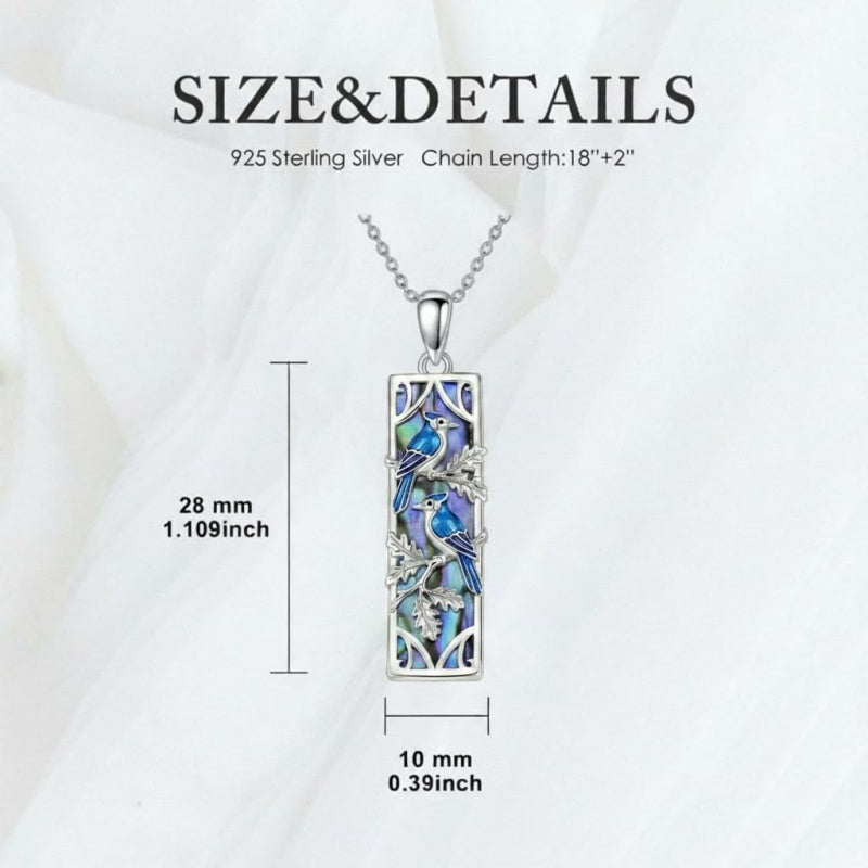 Sterling Silver Abalone Shell Bar Cardinal Bee Butterfly Hummingbird Dragonfly Phoenix Pendant Necklace for Women