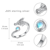 Sterling Silver Moonstone Dragon Ring