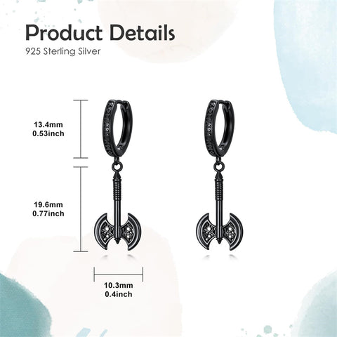 Sterling Silver Feather Arrowhead Axe Hoop Earrings