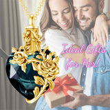 Sterling Silver Heart Crystal Rose Urn Necklaces for Ashes for Women