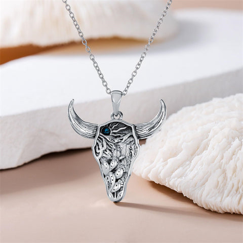 Sterling Silver  Bull Pendant Necklace