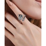 Sterling Silver Vintage Black Onyx Dragonfly Sunflower Spoon Ring and Turquoise Dragonfly Earrings Set