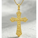 14K Plated Gold Cross Pendant Crucifix Necklace Christian Jewelry Baptism Religious Faith