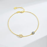 14K Gold Plated  Cubic Zircon Evil Eye Hamsa Hand Bracelets for Women