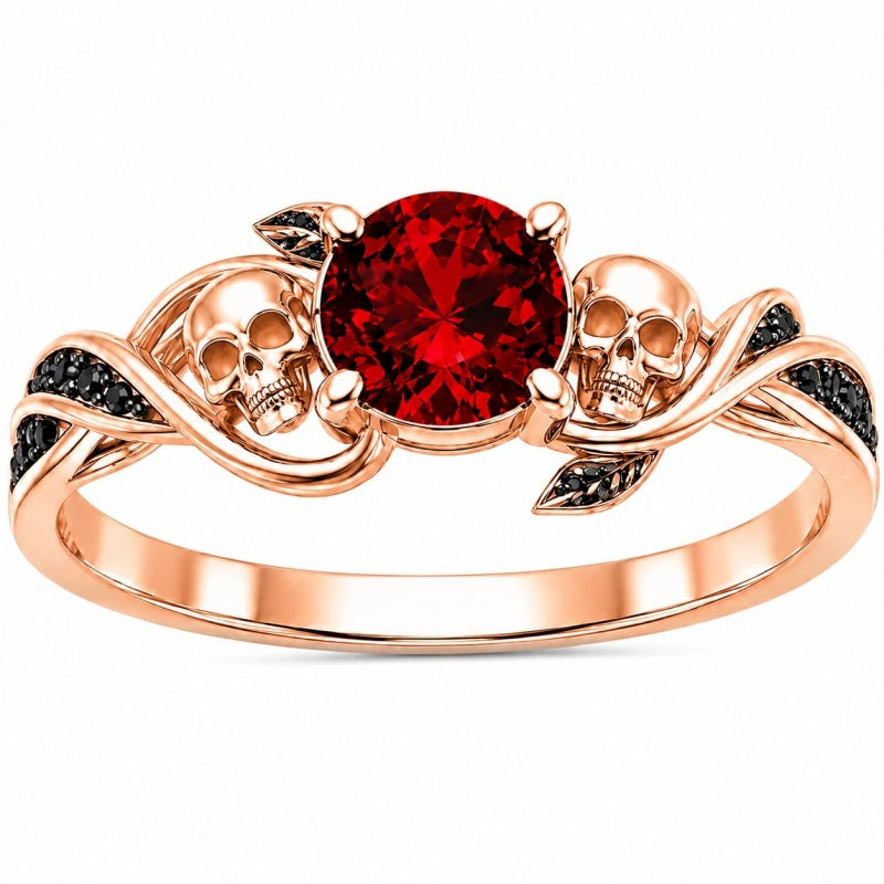 Sterling Silver 10K 14K 18K Gold Personalized Gothic Skull Ring Exquisite Spooky Jewelry for Halloween Lovers