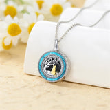 Sterling Silver Personalized Engraved Blue Opal Malachite Turquoise Cat Urn Necklace for Ashes