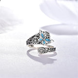 Sterling Silver Oxidized Dragonfly Butterfly Hummingbird Sea Turtle Anchor CrossTree of Life Sunflower Spoon Ring