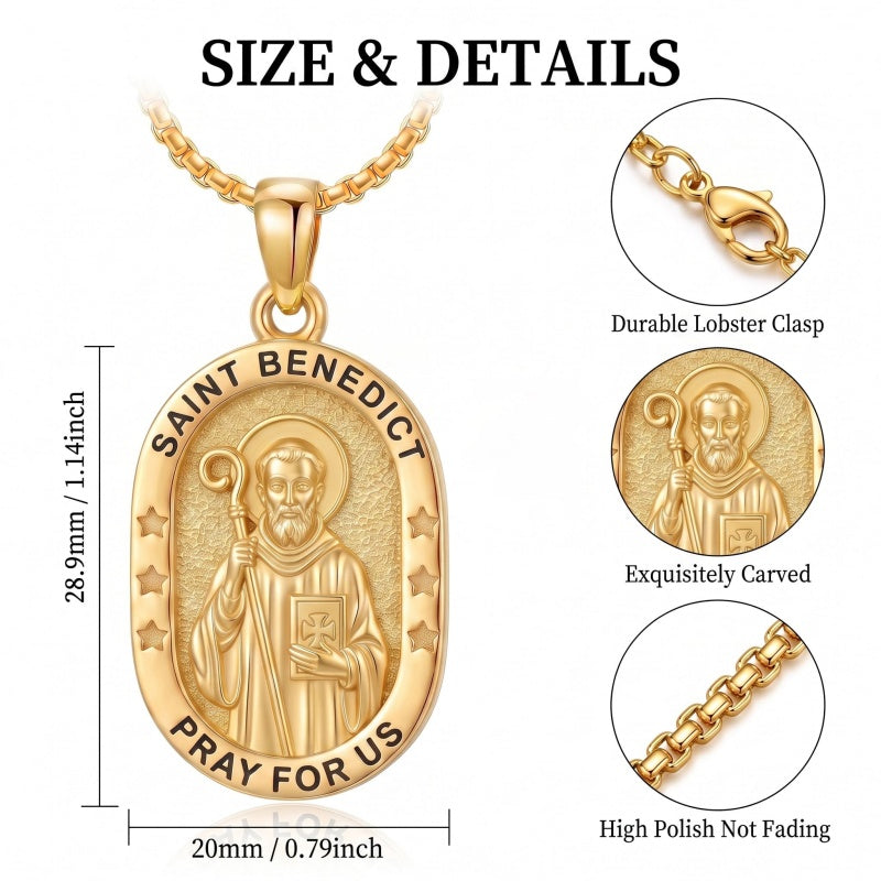 14K Gold  Plated Patron Saint Pendant Necklace Catholic Saints Religious Protective Jewelry Gift